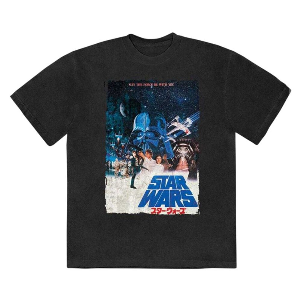 Star Wars Unisex Adult May The Force Be With You Stone Wash T-Shirt / Black